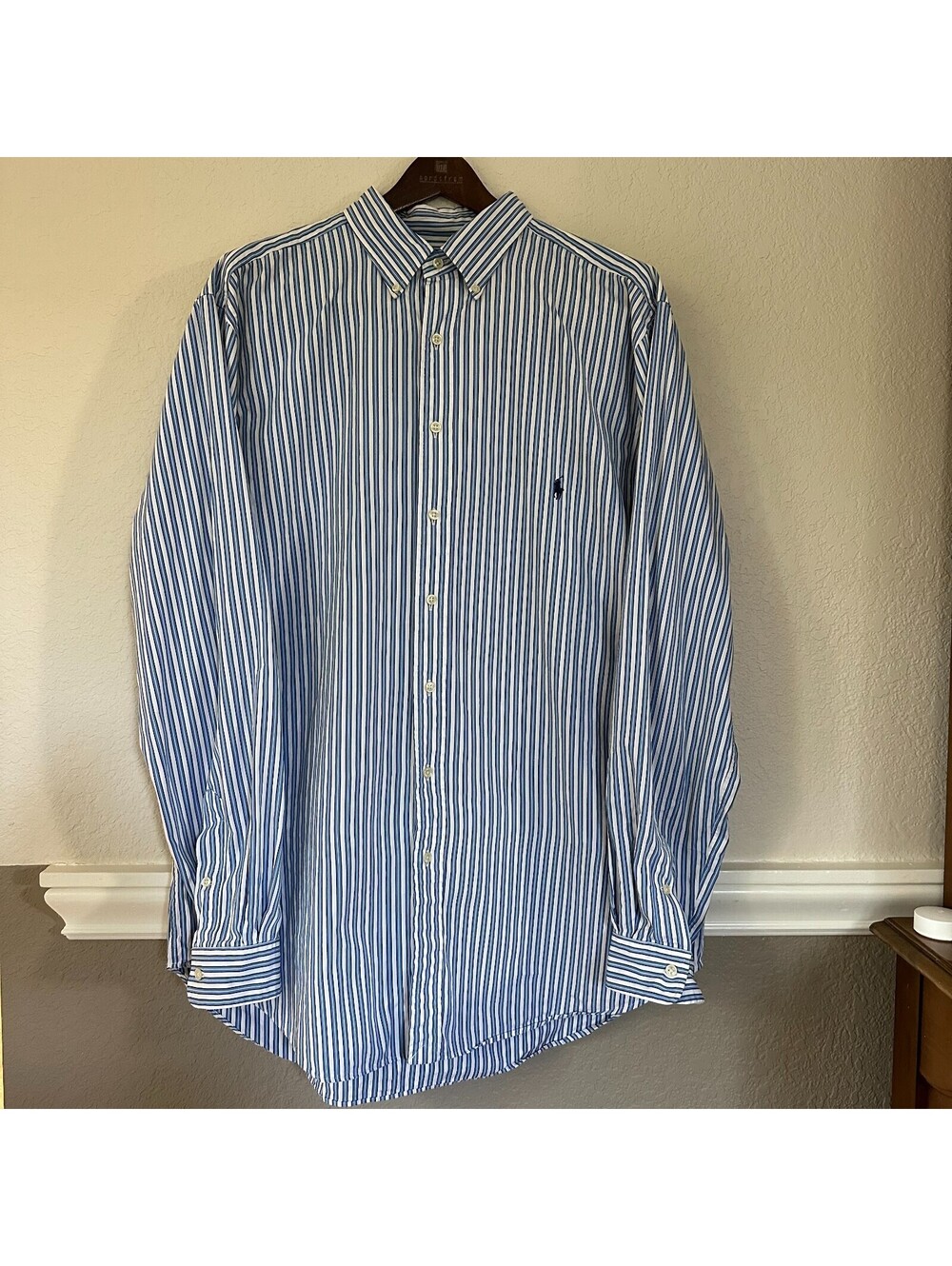 Polo Ralph Lauren Men's XLT Blue White Stripe Button Down Shirt Long Sleeve